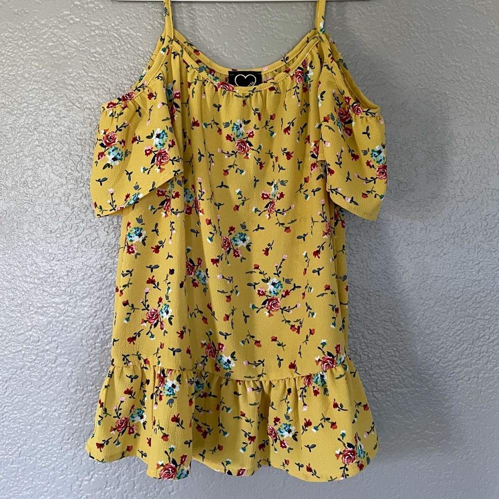 Boho Floral Open Shoulder Blouse Little Girl EUC
